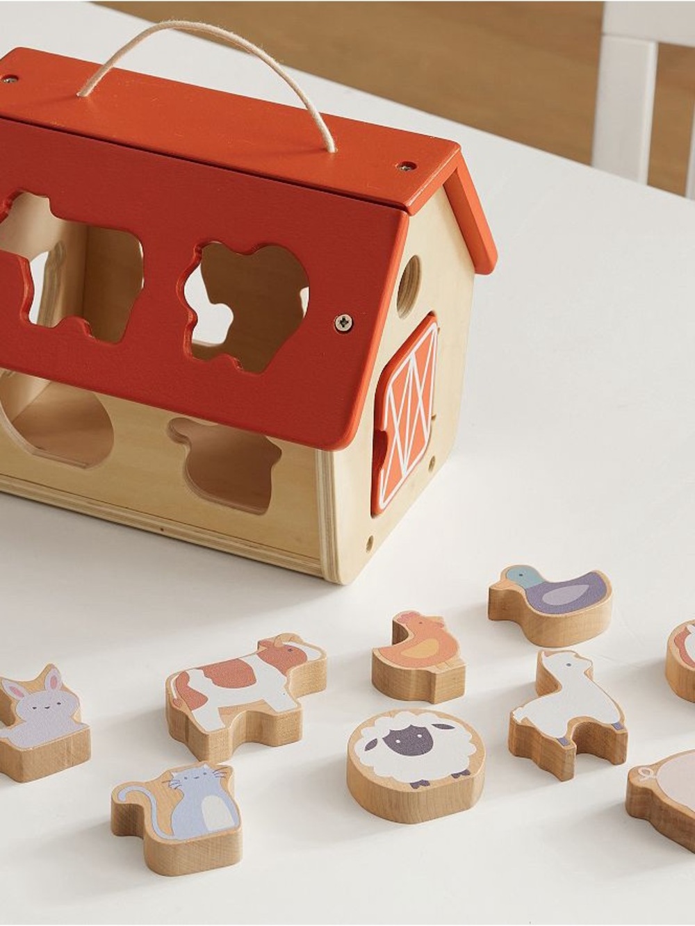 NEW Pottery Barn Wooden Barn Shape-Sorter Toy